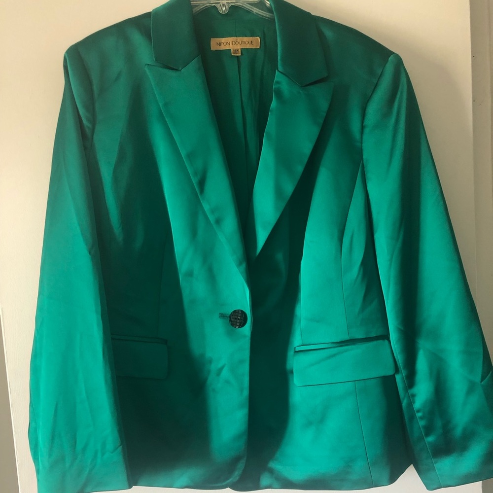 Green Blazer Skirt Set